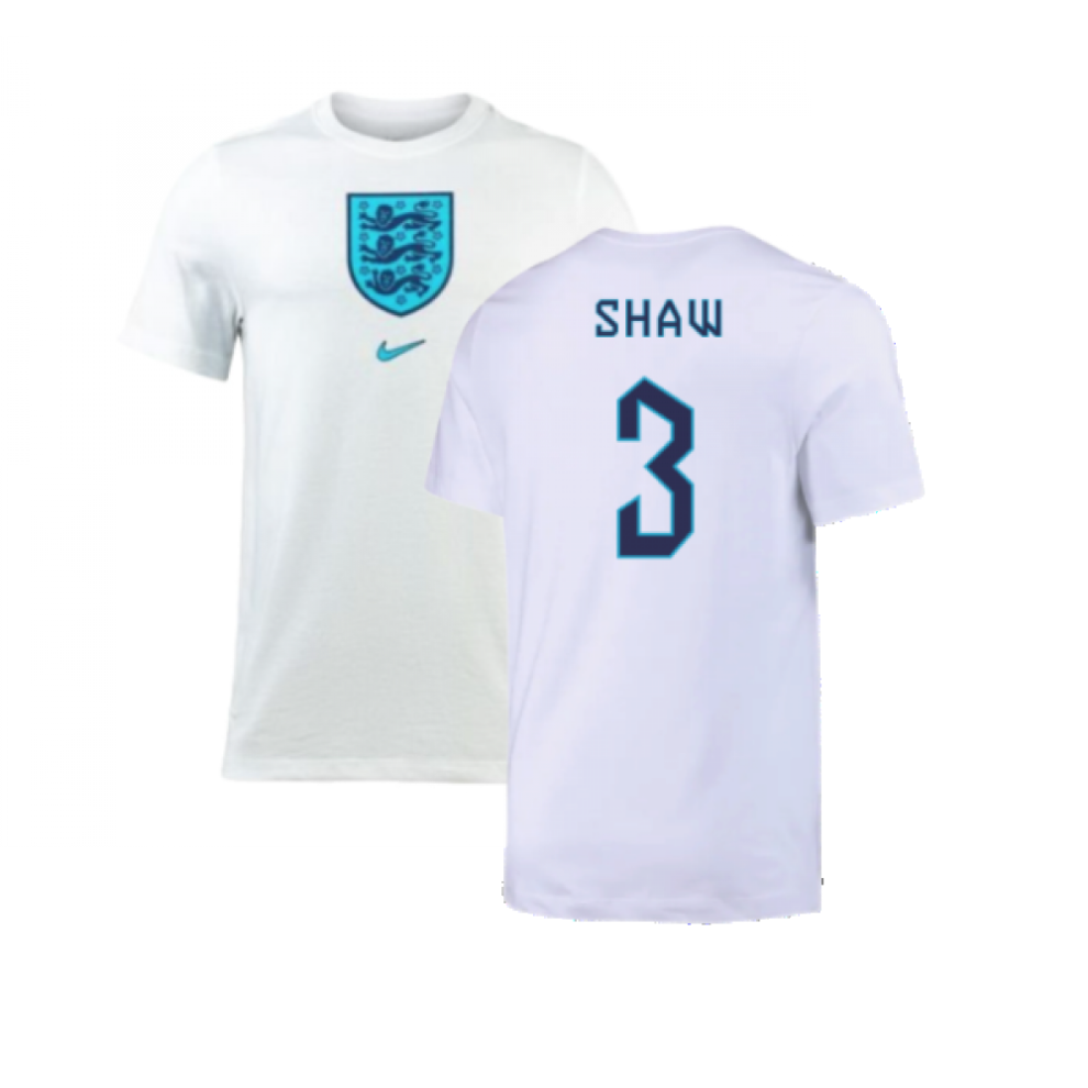 (XXL) 2022-2023 England Crest Tee (White) (Shaw 3)-image-OPC-PFYZGBX-NEW