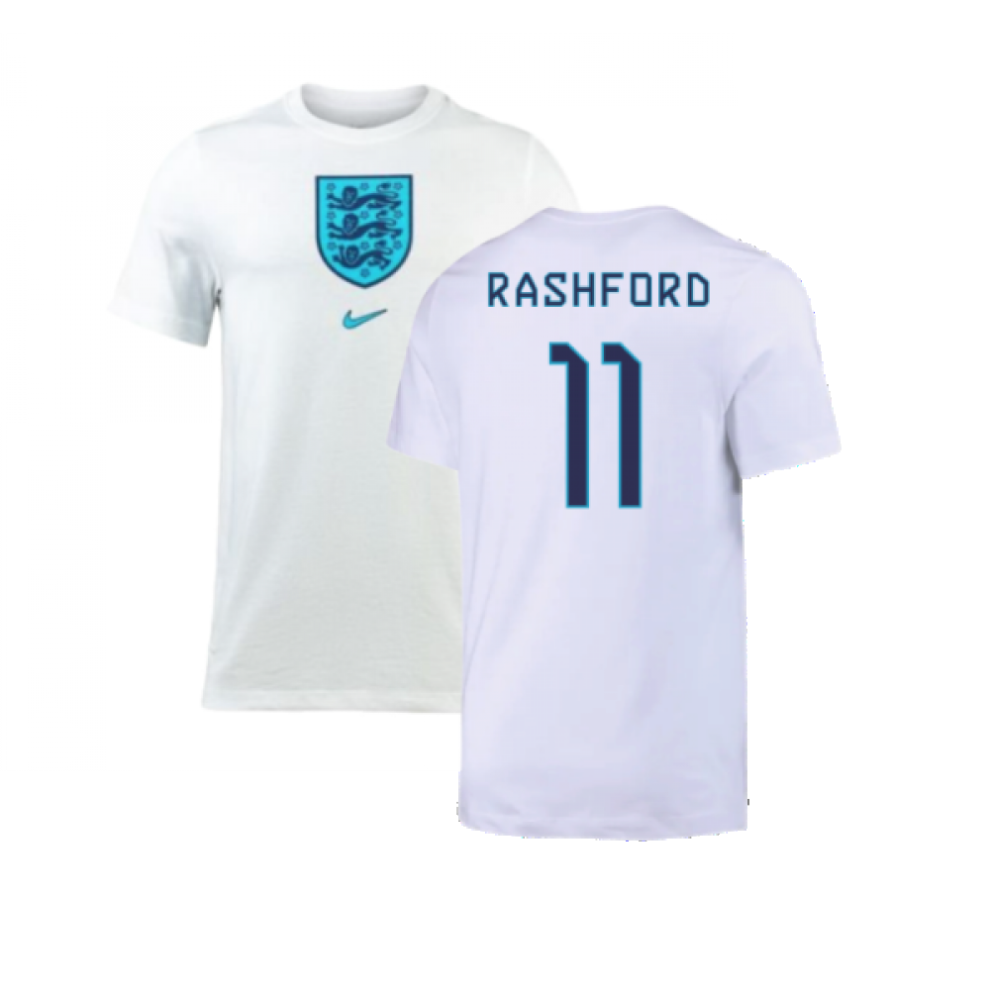 (XL) 2022-2023 England Crest Tee (White) (Rashford 11)