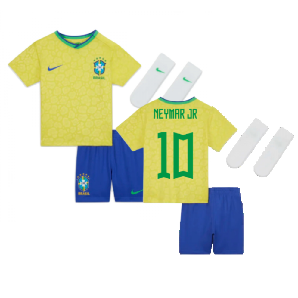 (SB) 2022-2023 Brazil Home Little Boys Mini Kit (Neymar JR 10)