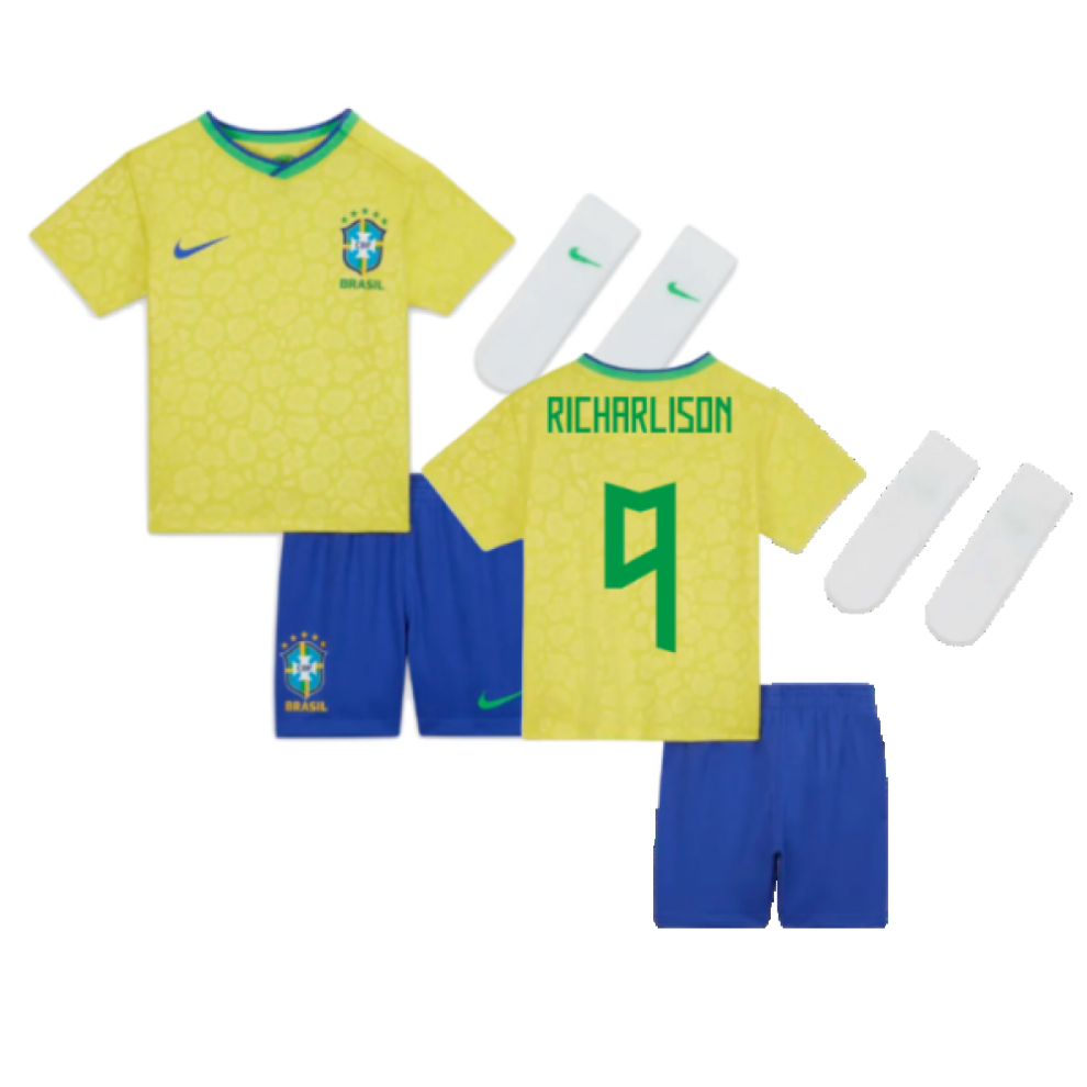 (MB) 2022-2023 Brazil Home Little Boys Mini Kit (Richarlison 9)