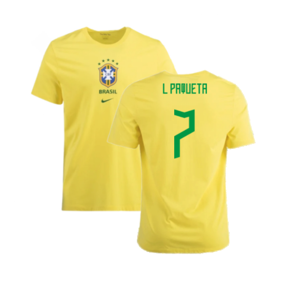 (XL) 2022-2023 Brazil Crest Tee (Yellow) (L Paqueta 7)