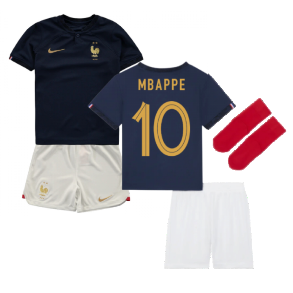 (XLB) 2022-2023 France Home Little Boys Mini Kit (Mbappe 10)