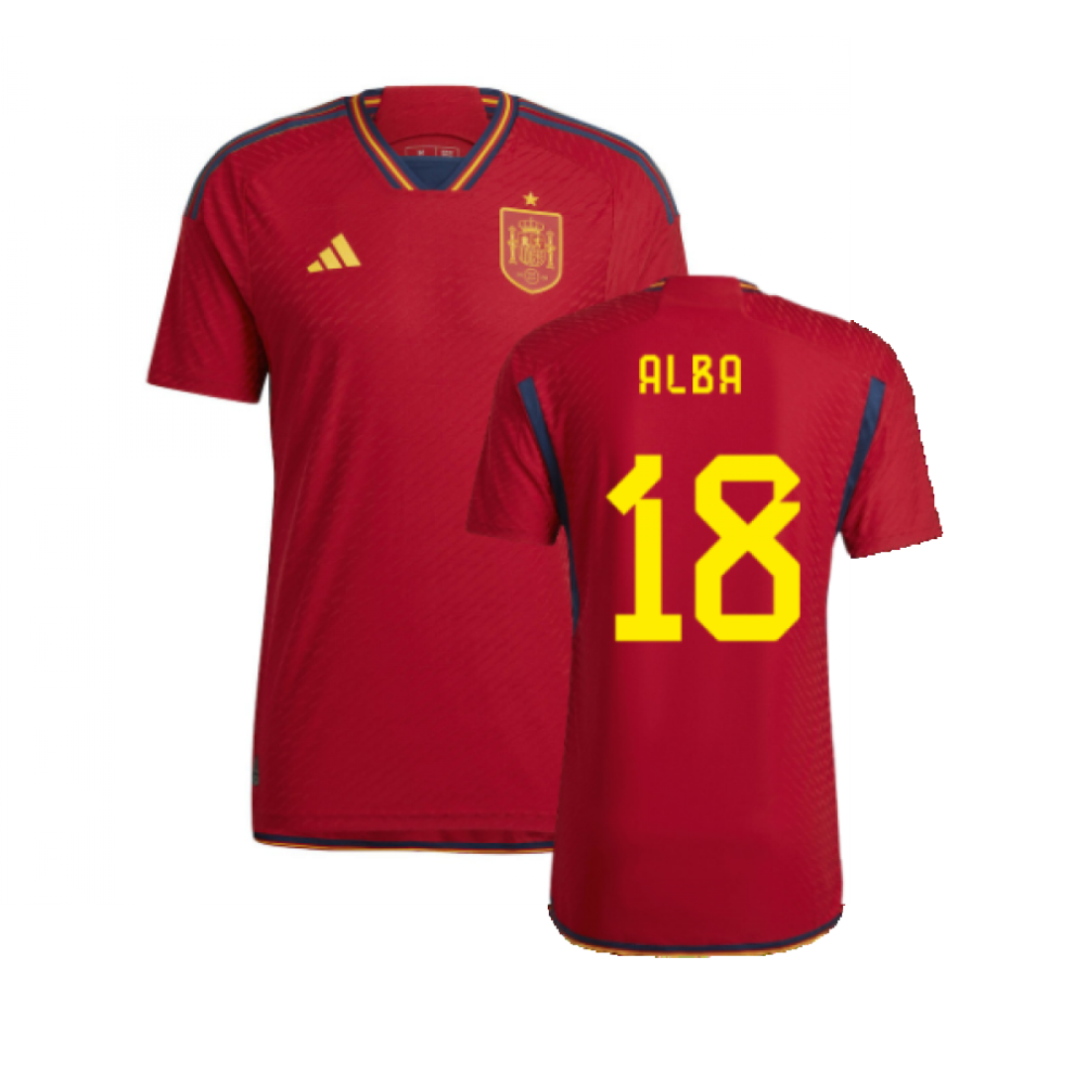 (XL) 2022-2023 Spain Authentic Home Shirt (Alba 18)