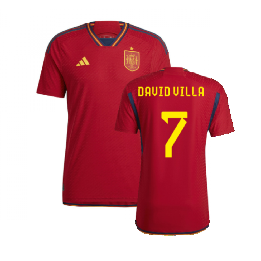 (XL) 2022-2023 Spain Authentic Home Shirt (David Villa 7)