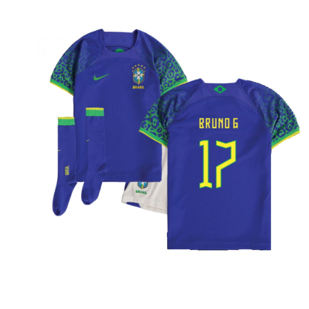 (SB) 2022-2023 Brazil Away Little Boys Mini Kit (Bruno G 17)