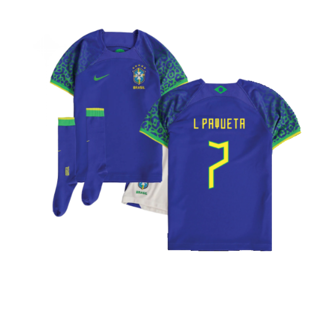 (MB) 2022-2023 Brazil Away Little Boys Mini Kit (L Paqueta 7)