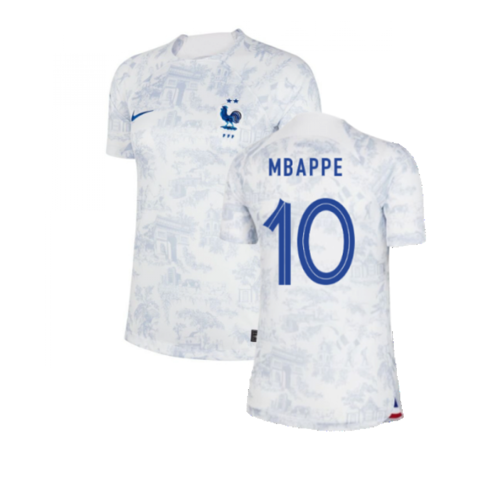 (L) 2022-2023 France Away Shirt (Ladies) (Mbappe 10)