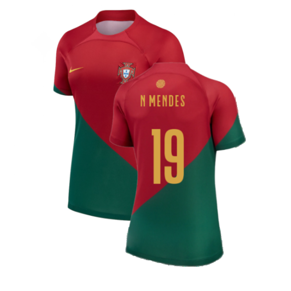 (XL) 2022-2023 Portugal Home Shirt (Ladies) (N Mendes 19)