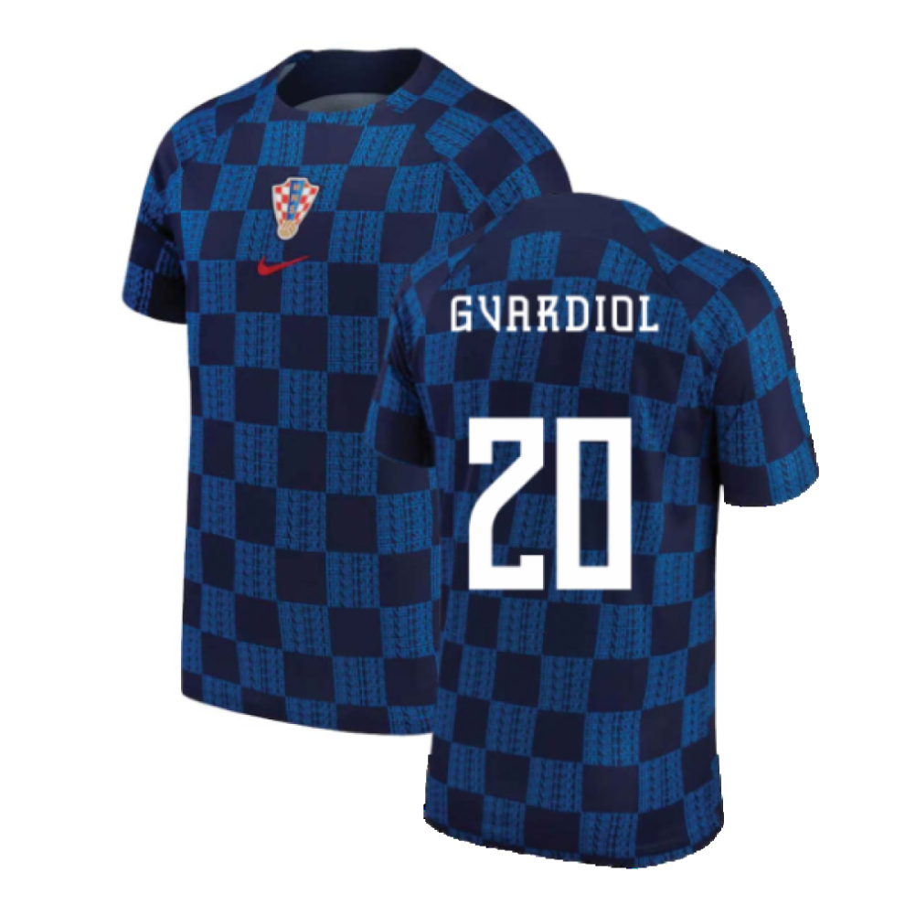 (S) 2022-2023 Croatia Pre-Match Training Shirt (Navy) (Gvardiol 20)