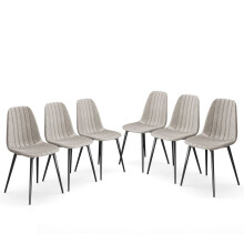 (Taupe, 6) 4/6 Carlo Anti Stain Velvet Dining Chairs Padded Seat Metal Legs Kitchen Office