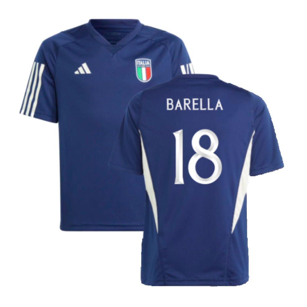 Adidas (Lb) 2023-2024 Italy Training Jersey (Dark ) - Kids (Barella 18) Blue