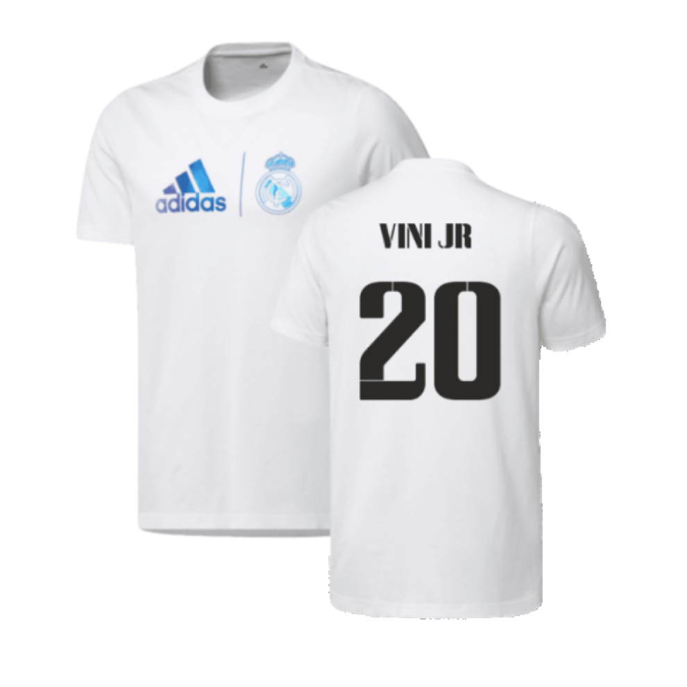 (XL) 2023 Real Madrid Graphic Tee (White) (VINI JR 20)