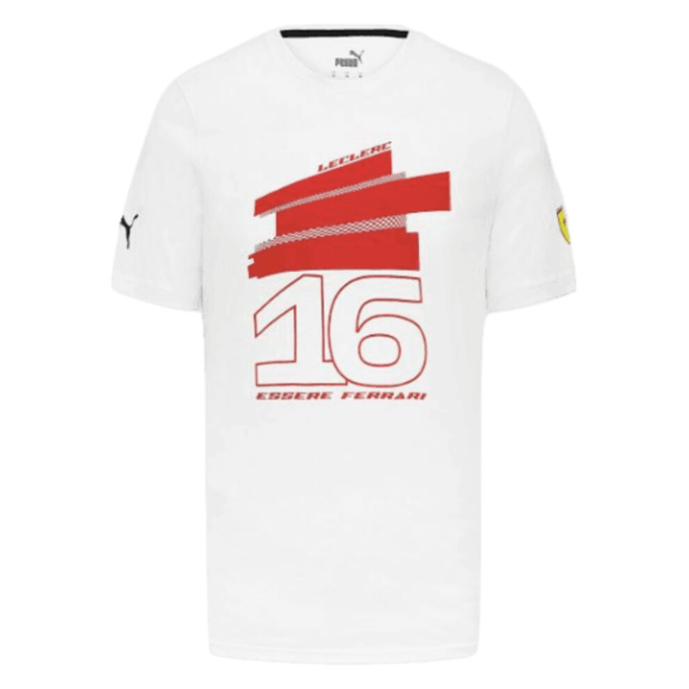 (XL) 2023 Ferrari Fanwear LeClerc #16 Fanwear Drivers Tee (White)