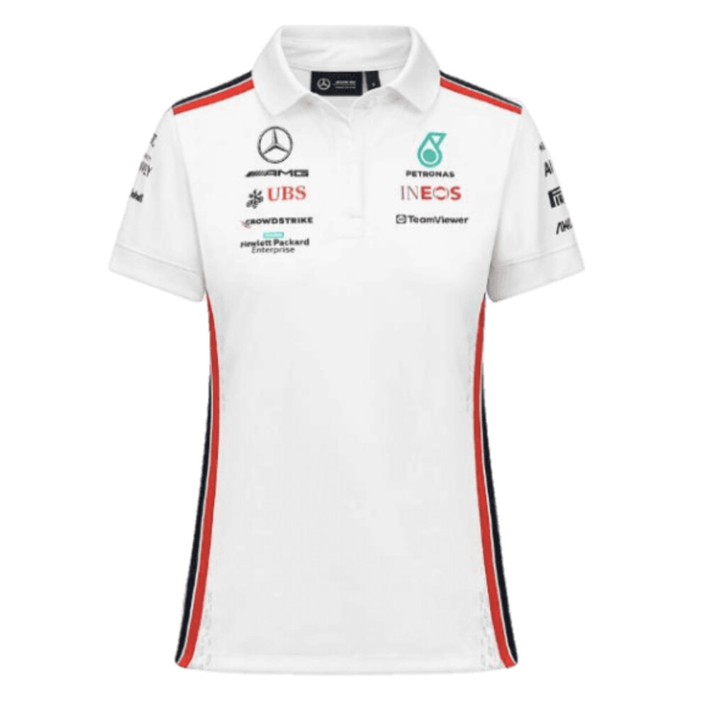 (XL) 2023 Mercedes-AMG Team Polo Shirt (White) - Ladies
