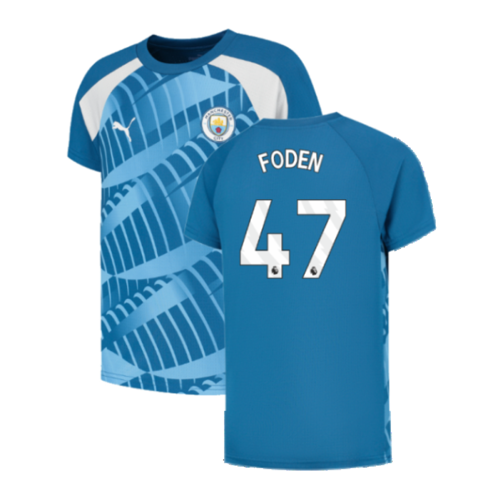 Puma (Mb) 2023-2024 Man City Pre-Match Jersey (Lake Blue) - Kids (Foden 47)
