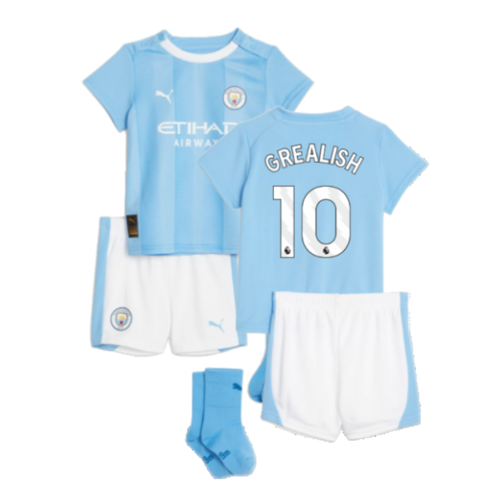 (9-12 Months) 2023-2024 Man City Home Baby Kit (GREALISH 10)