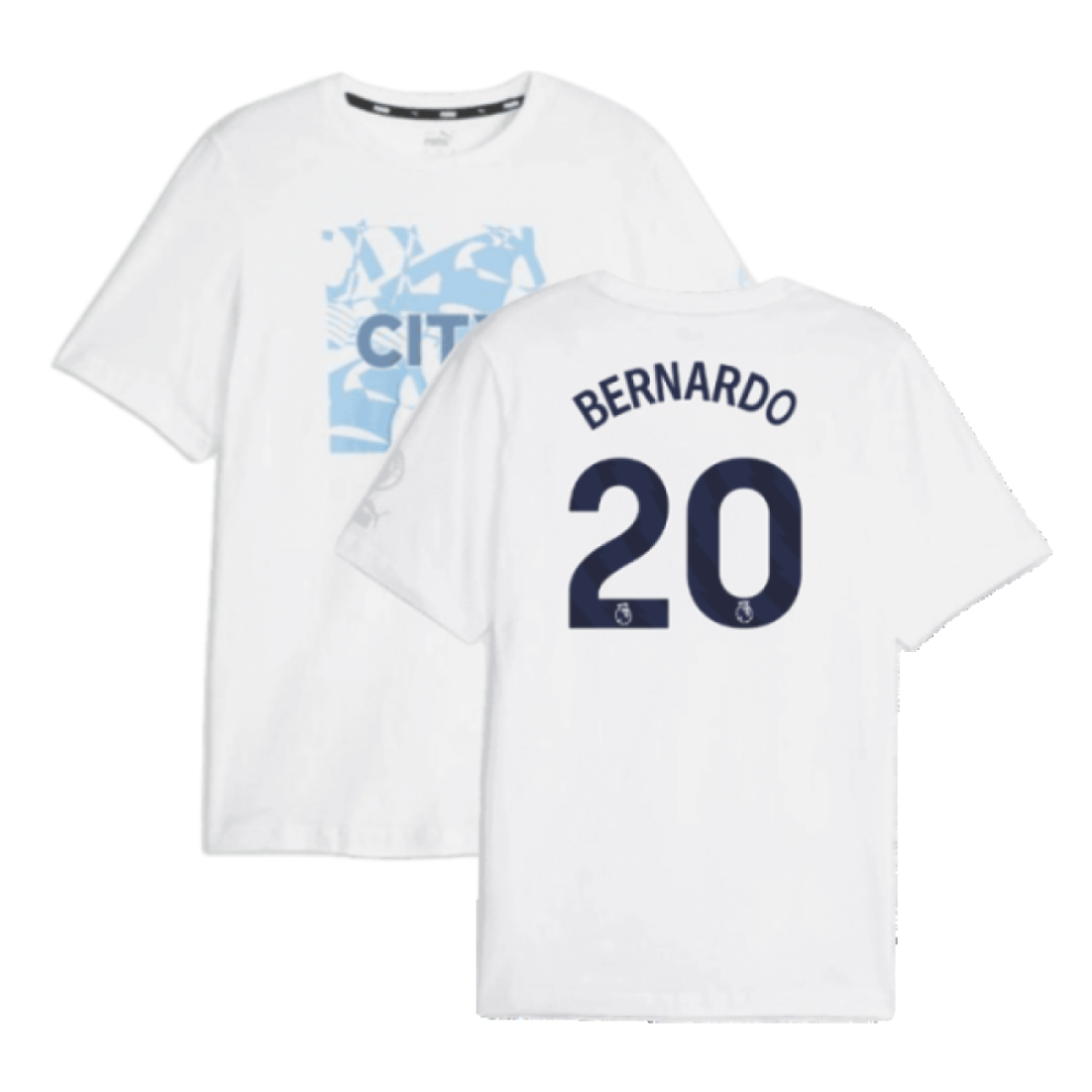 (L) 2023-2024 Man City FtblCore Graphic Tee (White) (BERNARDO 20)