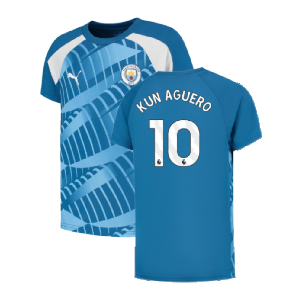 Puma (Mb) 2023-2024 Man City Pre-Match Jersey (Lake Blue) - Kids (Kun Aguero 10)