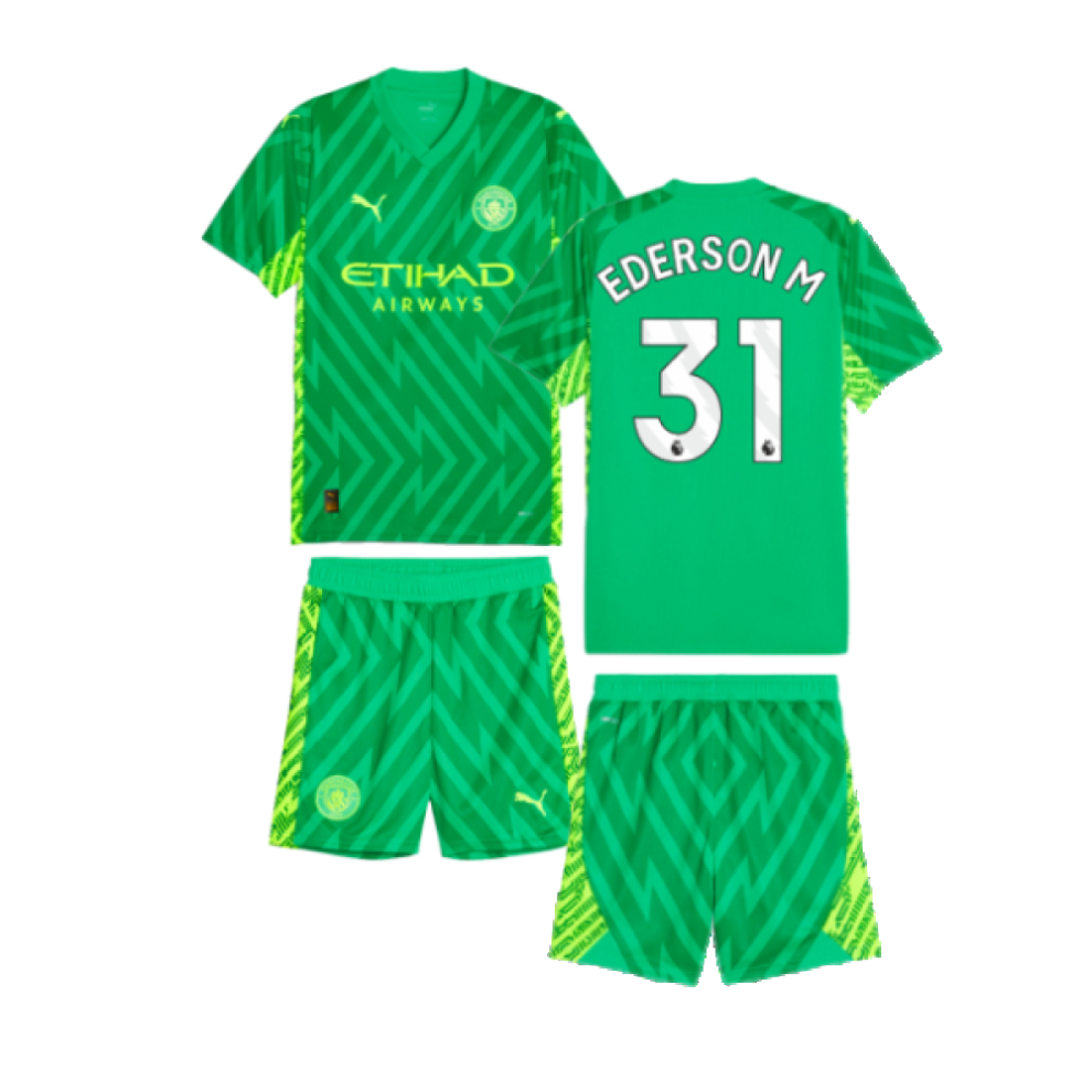 Puma (2-3 Years) 2023-2024 Man City Goalkeeper Mini Kit (Green) (Ederson M 31)