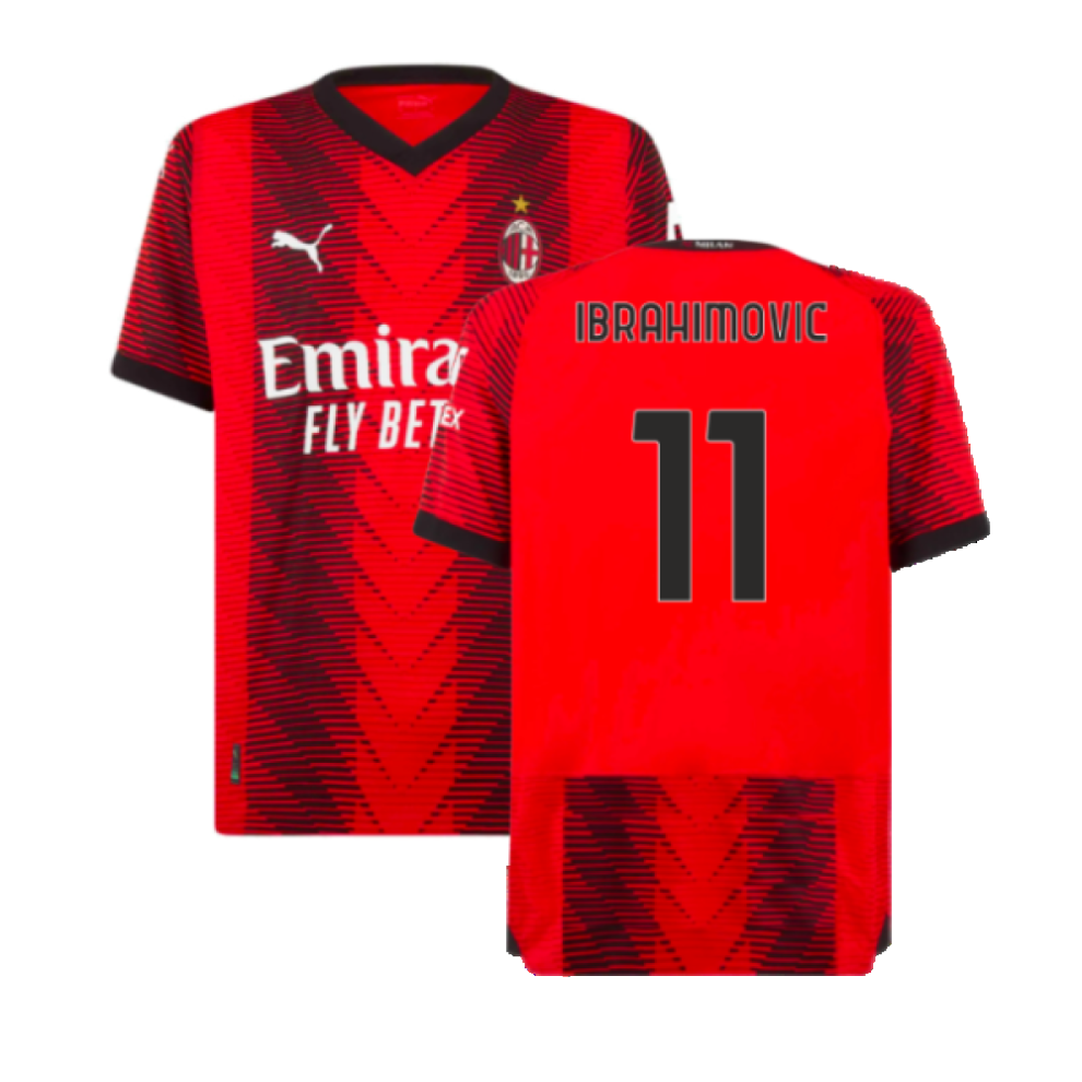 Puma (L) 2023-2024 Ac Milan Home Authentic Shirt (Ibrahimovic 11)