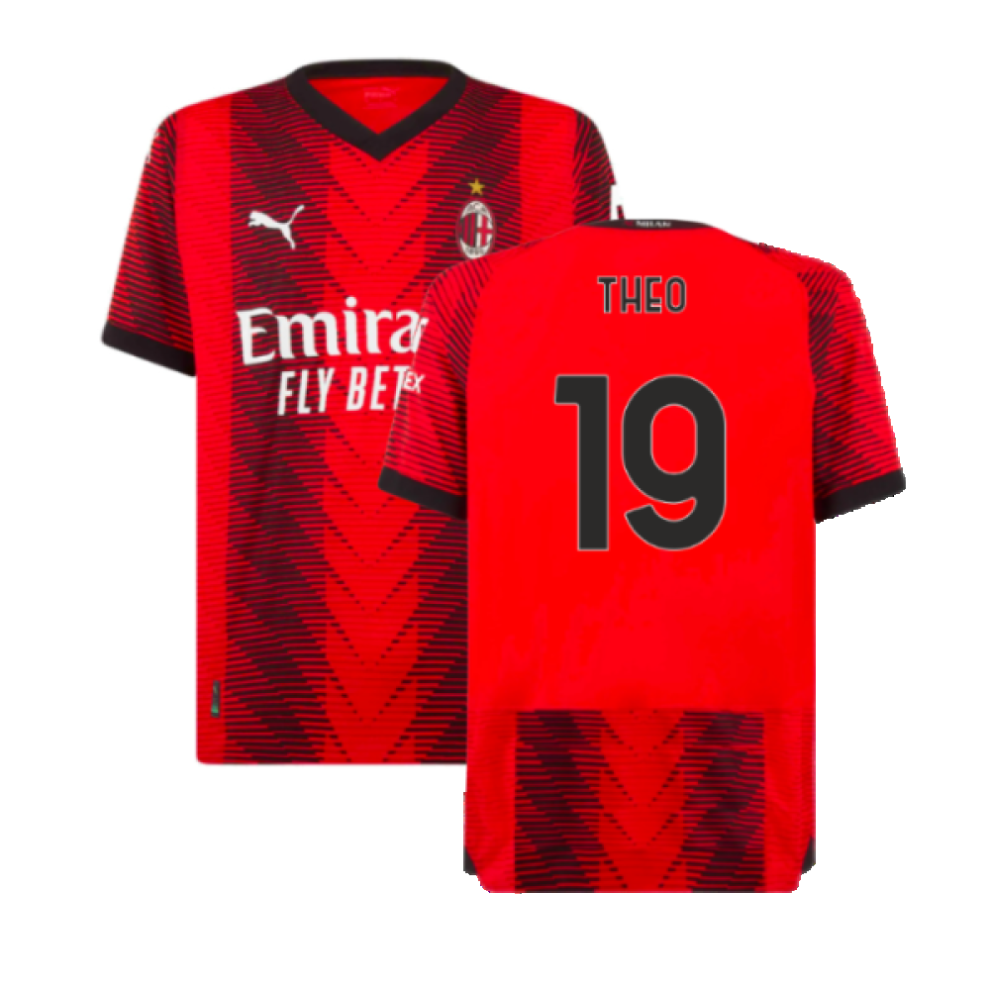 (XXL) 2023-2024 AC Milan Home Authentic Shirt (Theo 19)