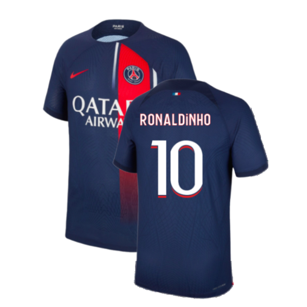 (S) 2023-2024 PSG Home Shirt (Ronaldinho 10)