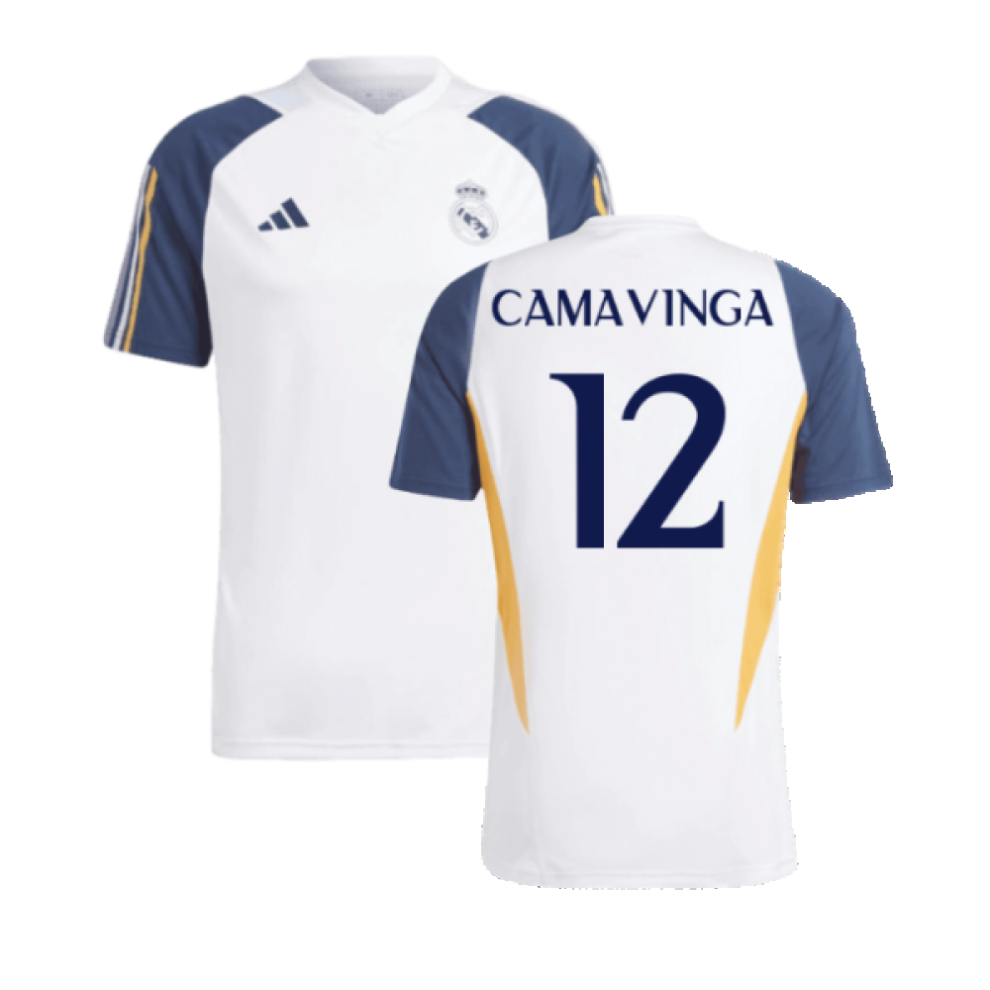 (XL) 2023-2024 Real Madrid Training Shirt (White) (Camavinga 12)