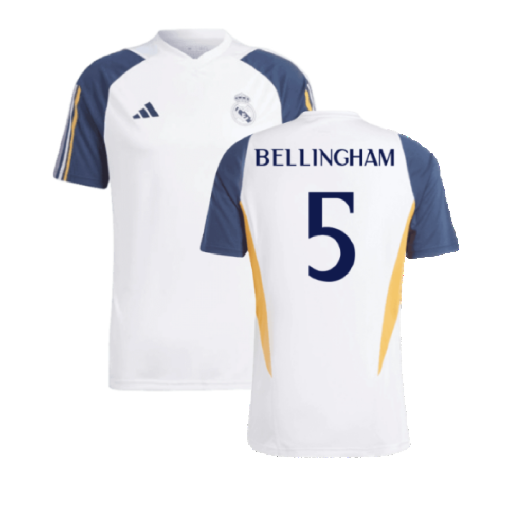 (XXL) 2023-2024 Real Madrid Training Shirt (White) (Bellingham 5)