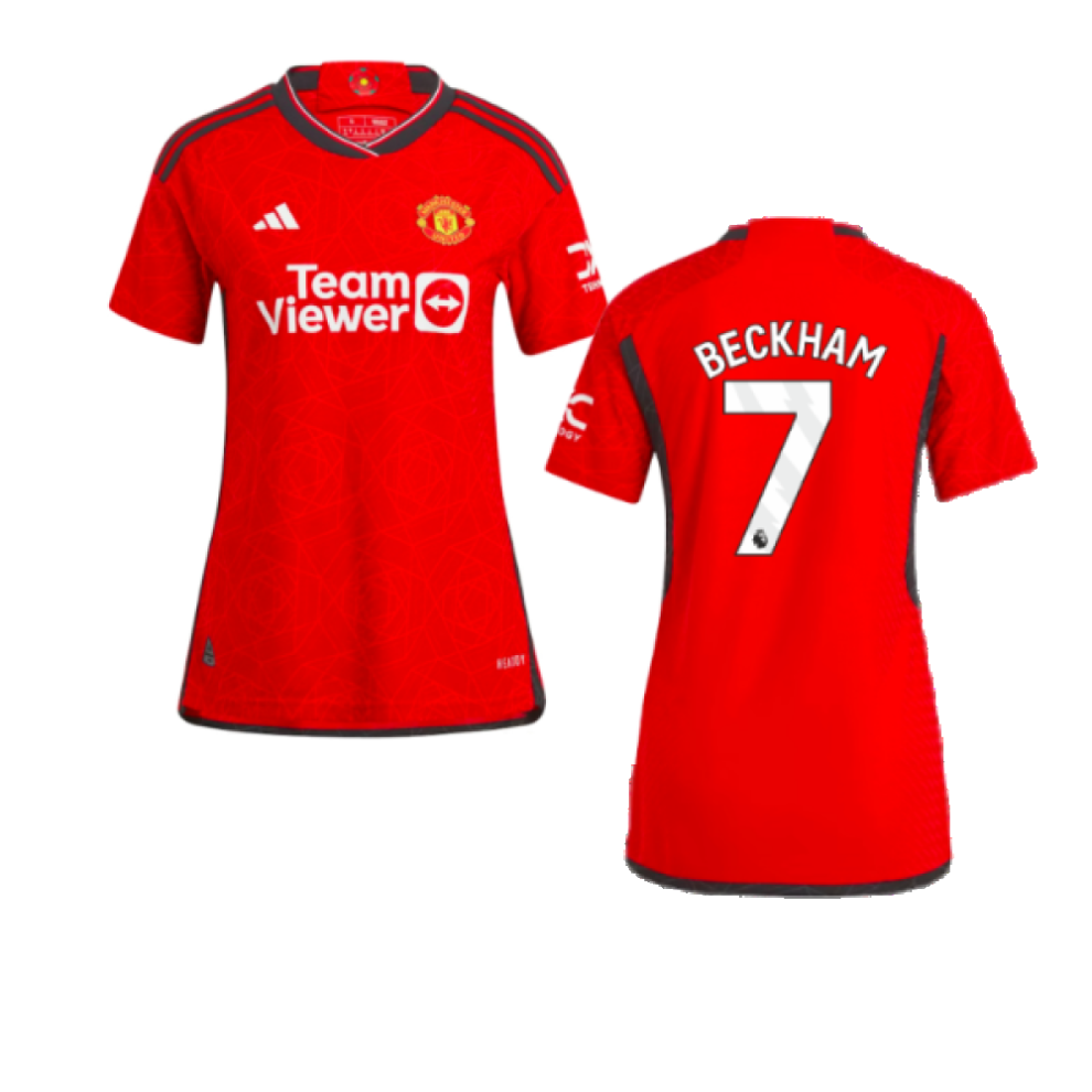 Adidas (L) 2023-2024 Man Utd Authentic Home Shirt (Ladies) (Beckham 7)