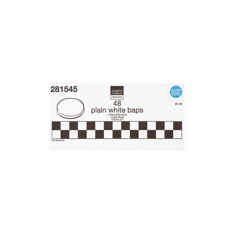 Chef's Essentials White Plain Baps (48S) Size 48