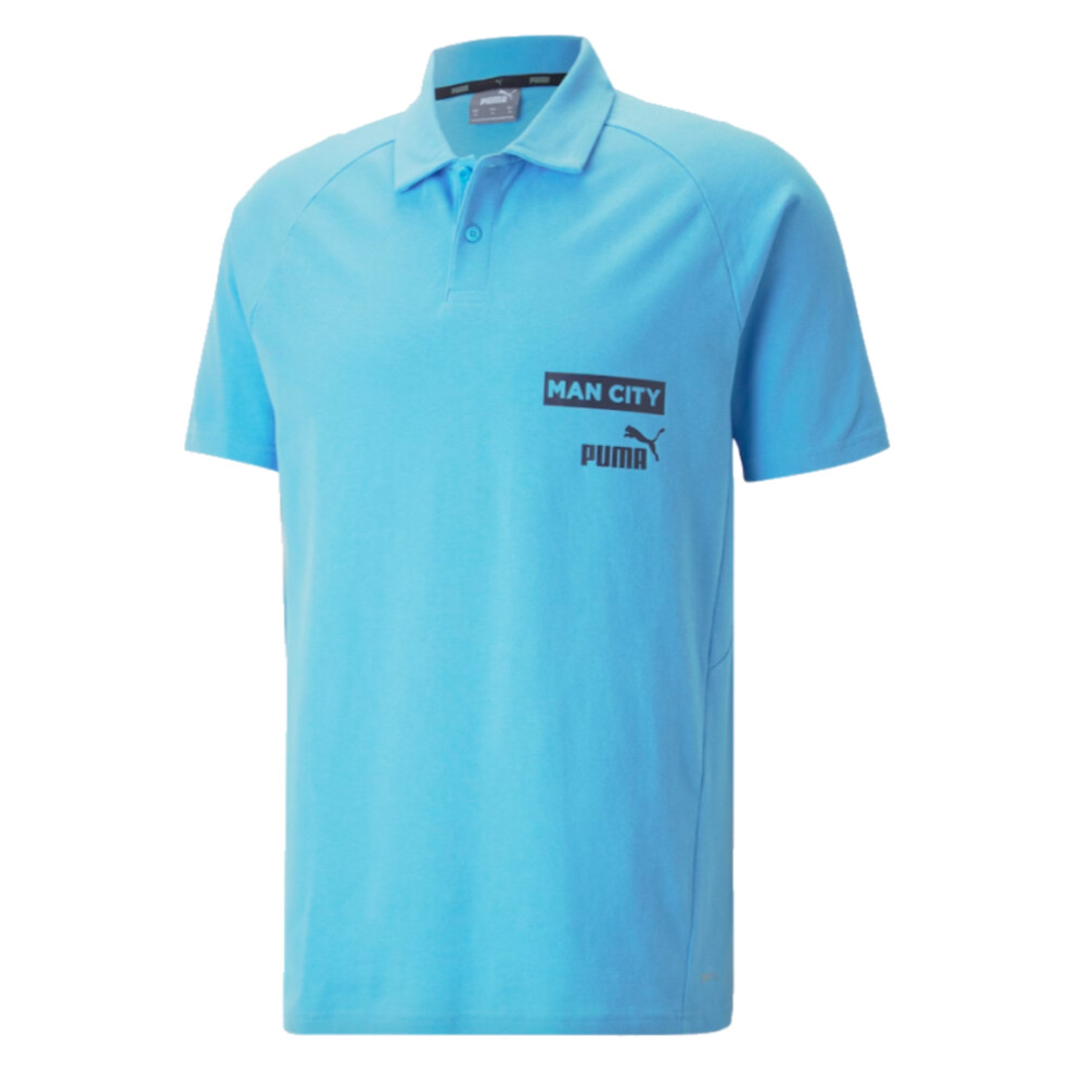 Puma (L) 2023-2024 Man City Casuals Polo ( Wash) Blue
