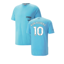 (SB) 2023-2024 Man City Casuals Tee (Blue Wash) - Kids (KUN AGUERO 10)