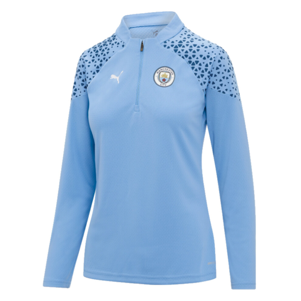 (S) 2023-2024 Man City Training Half Zip Top (Light Blue) - Ladies