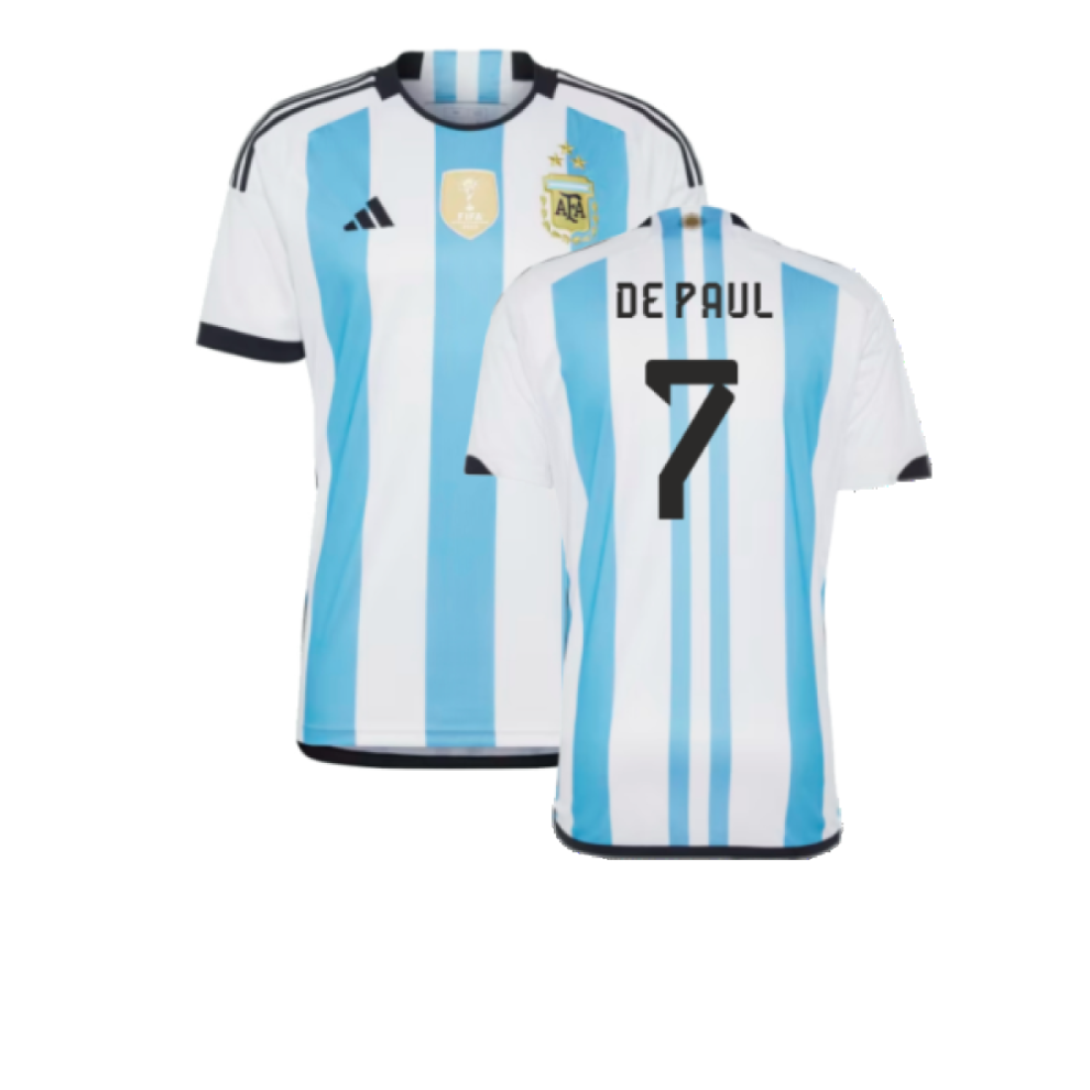 (3XL) Argentina 2022 World Cup Winners Home Shirt (DE PAUL 7)