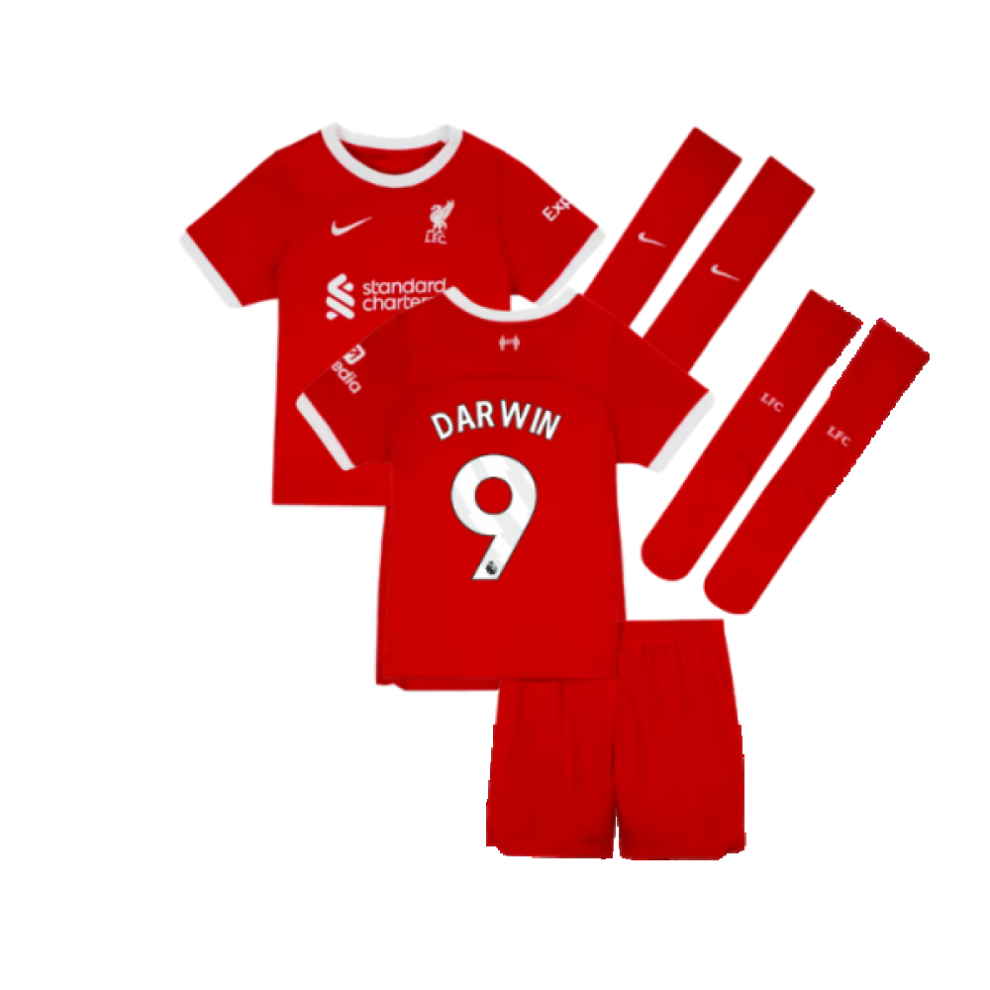 Nike (Xsb) 2023-2024 Liverpool Home Little Boys Mini Kit (Darwin 9)