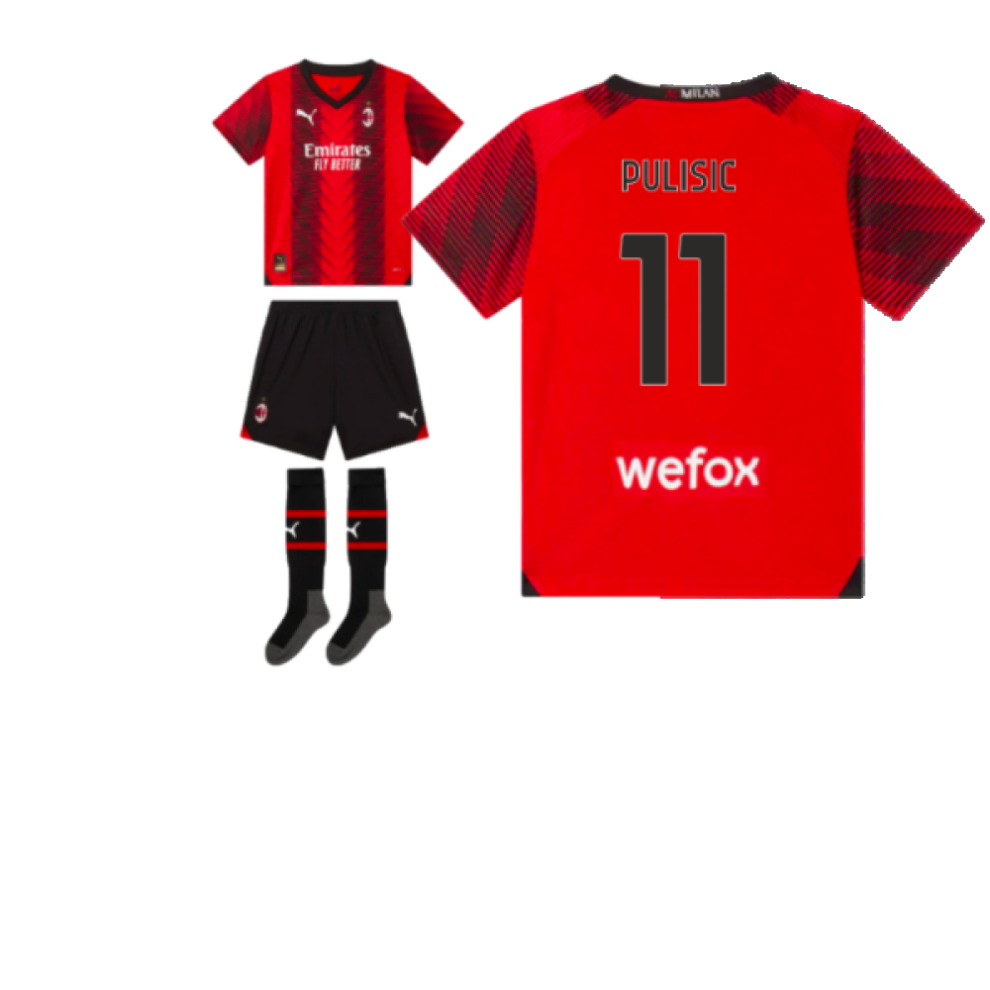 (3-4 Years) 2023-2024 AC Milan Home Mini Kit (Pulisic 11)