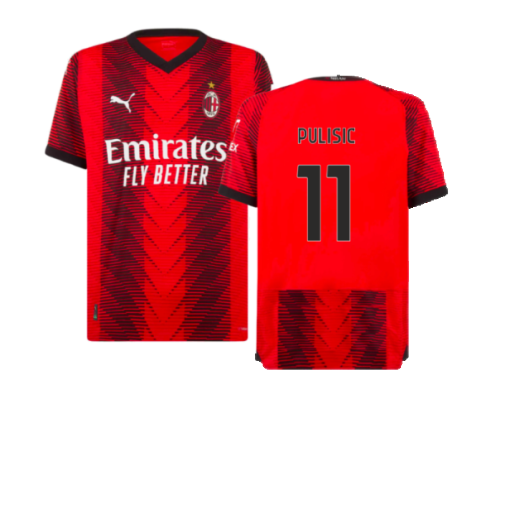 (M) 2023-2024 AC Milan Home Authentic Shirt (Pulisic 11)