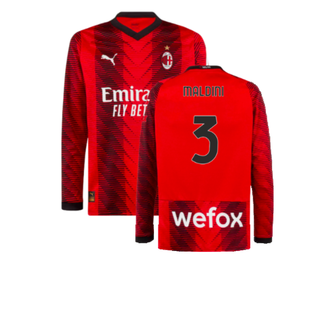 Puma (Xl) 2023-2024 Ac Milan Long Sleeve Home Shirt (Maldini 3) Not,Specified