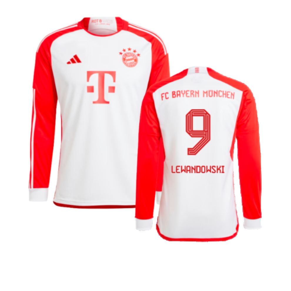 Adidas (Xxl) 2023-2024 Bayern Munich Long Sleeve Home Shirt (Kids) (Lewandowski 9)