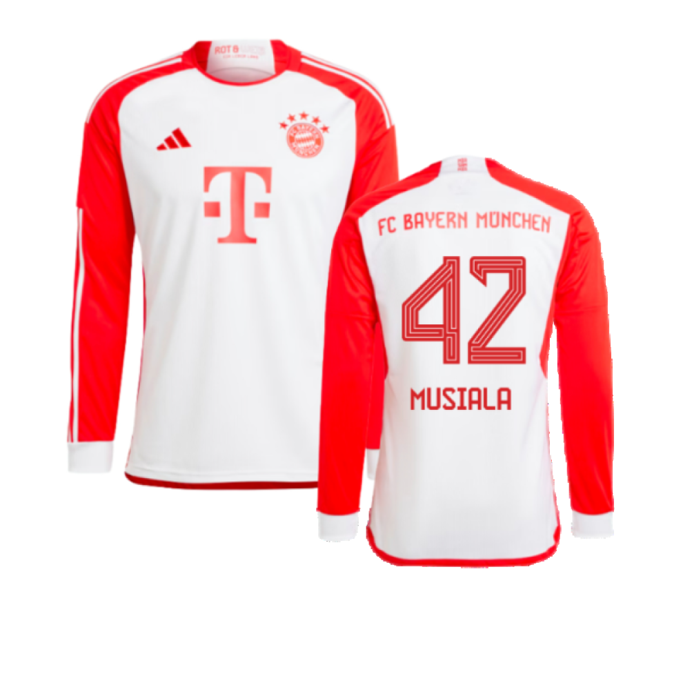 (XXL) 2023-2024 Bayern Munich Long Sleeve Home Shirt (Kids) (Musiala 42)