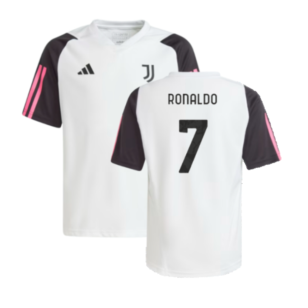 (SB) 2023-2024 Juventus Training Shirt (White) - Kids (RONALDO 7)