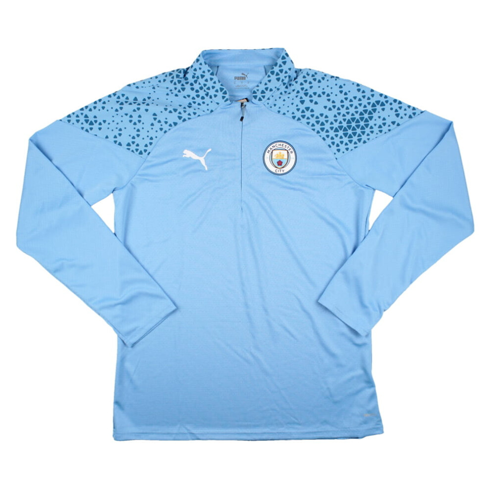 (L) 2023-2024 Man City Training Half Zip Top Pro (Light Blue)