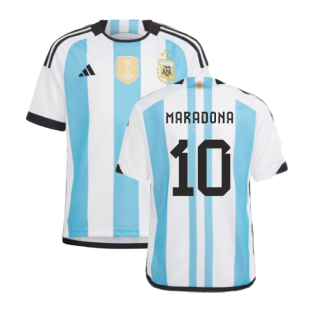 Adidas (Xlb) Argentina 2022 World Cup Winners Home Shirt - Kids (Maradona 10)