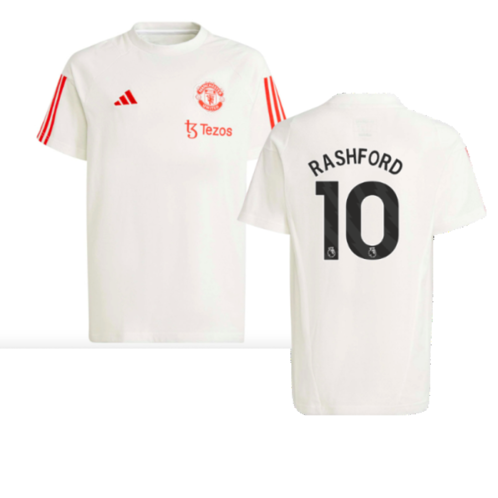 Adidas (Mb) 2023-2024 Man Utd Training Tee (White) - Kids (Rashford 10) White