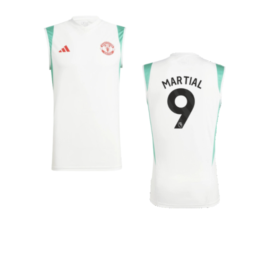 (XL) 2023-2024 Man Utd Sleeveless Jersey (White) (Martial 9)