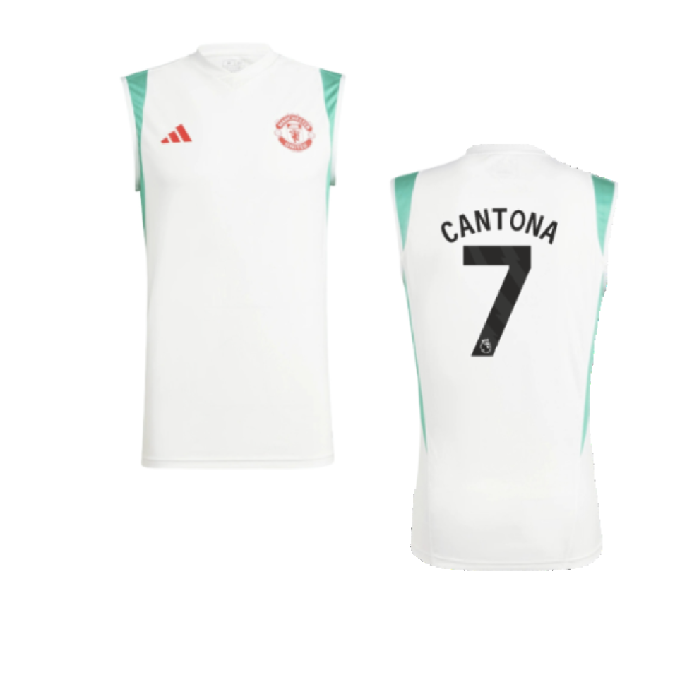 (3XL) 2023-2024 Man Utd Sleeveless Jersey (White) (Cantona 7)