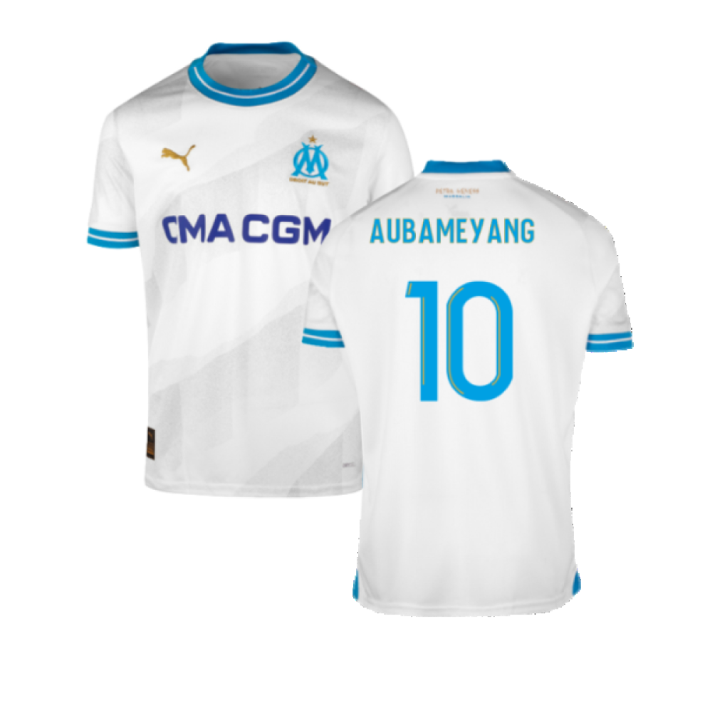 (XL) 2023-2024 Marseille Home Shirt (Aubameyang 10)