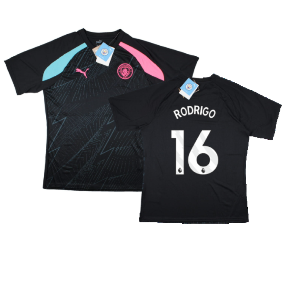 (L) 2023-2024 Man City Pre-Match Jersey (Dark Navy) (RODRIGO 16)