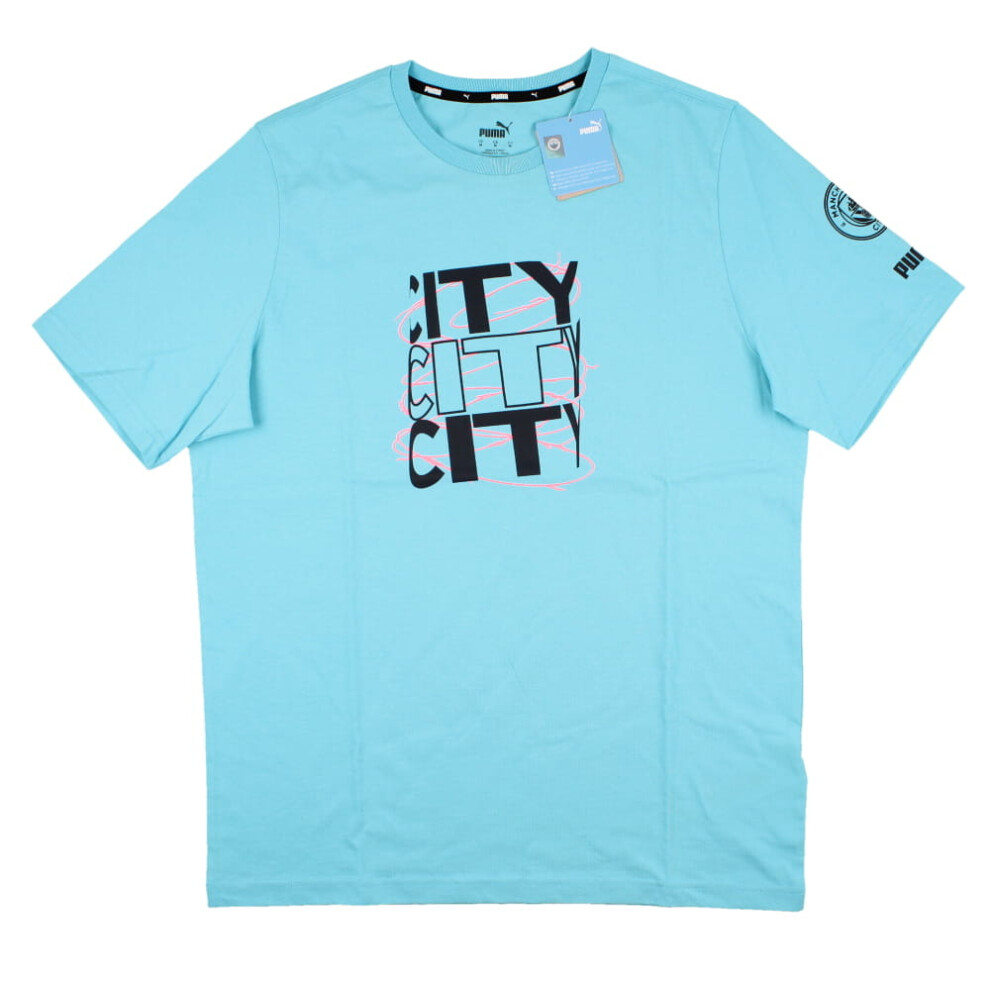 (XL) 2023-2024 Man City FtblCore Graphic Tee (Hero Blue)