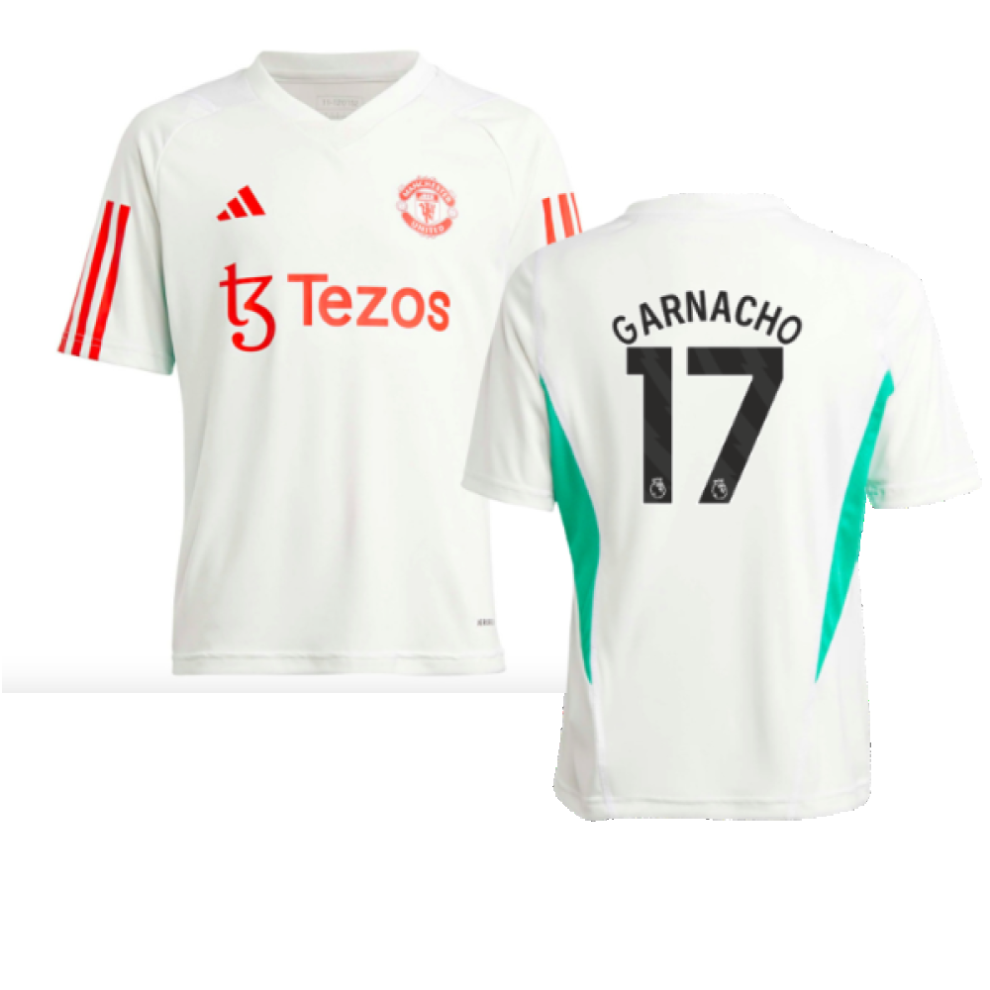 (XLB) 2023-2024 Man Utd Training Jersey (White) - Kids (Garnacho 17)